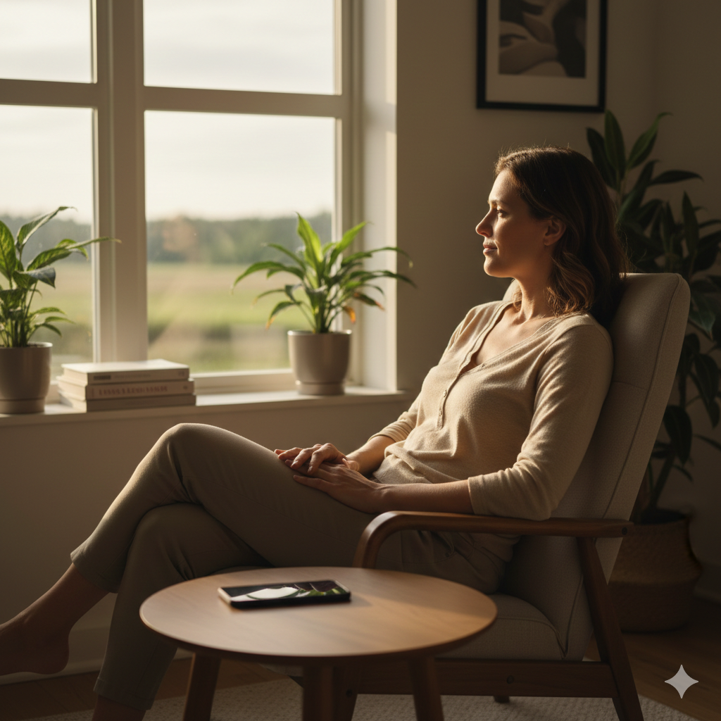 Digital detox and physical health balance with calm focused lifestyle